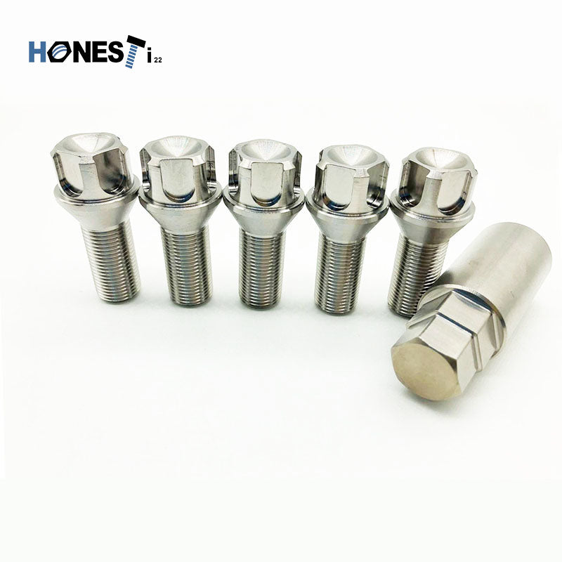 Grade 5 Titanium Locking Wheel Lug Bolt, M14 x 1.25 x 28mm, Cone Seat