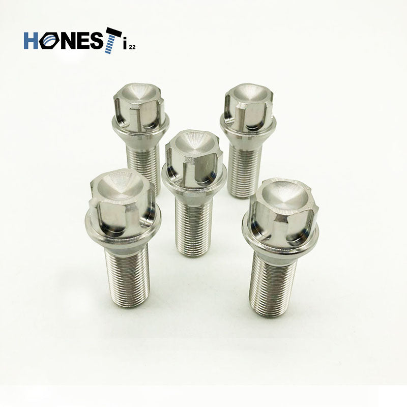 Grade 5 Titanium Locking Wheel Lug Bolt, M14 x 1.25 x 28mm, Cone Seat