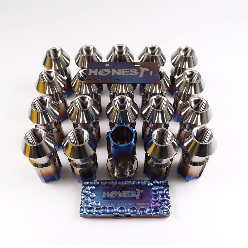 ANTI-THEFT Gr5 Locking Titanium wheel lug nuts M14x1.5x48mm Open End Cone Seat
