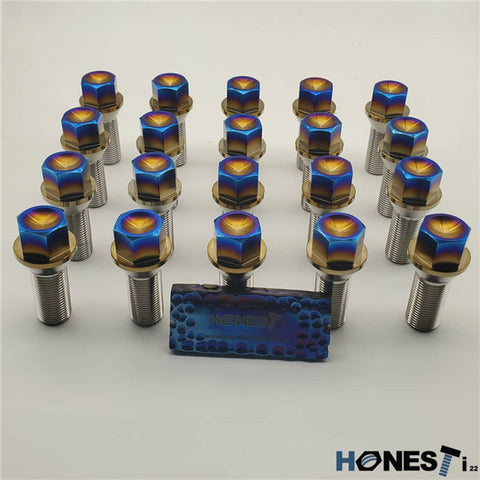 Grade 5 Titanium Wheel Lug Bolts, M14 x 1.5 (and 1.25) x 28mm, Ball Seat