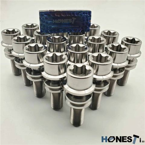 PORSCHE TITANIUM WHEEL LUG BOLTS  M14x1.5x35MM, 6AL4V AEROSPACE GRADE 5 (SET OF 20)