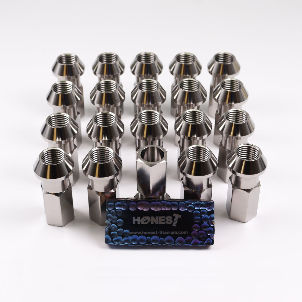 Gr5 Titanium Lug Nuts, M12x1.5x48mm, Cone Seat, Open End PVD coating Black