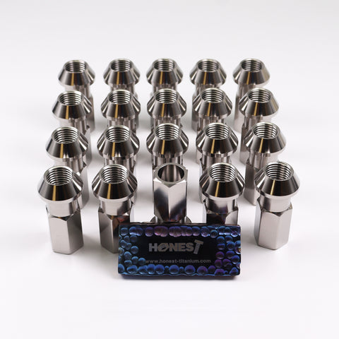Gr5 Titanium Lug Nuts, M12x1.5x48mm, Cone Seat, Open End PVD coating Black