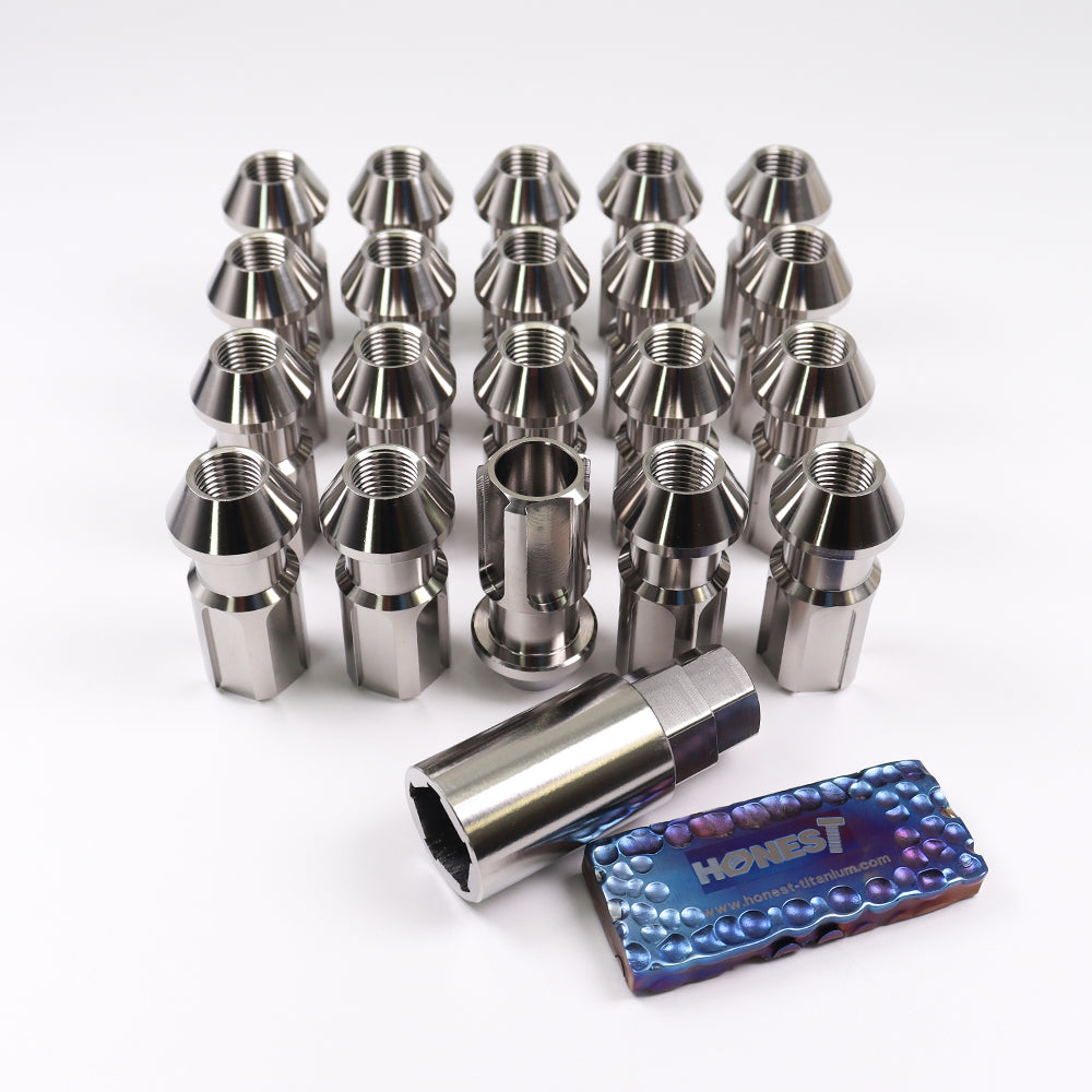ANTI-THEFT Gr5 Locking Titanium wheel lug nuts M12x1.5x48mm Open End Cone Seat