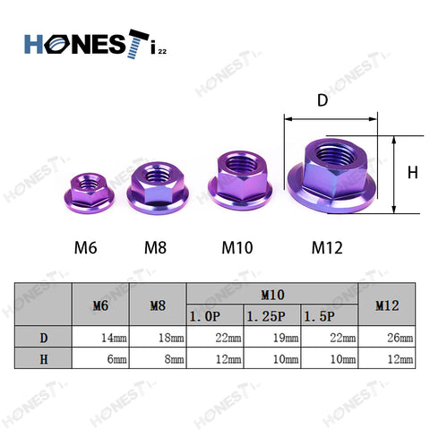 Grade 5 M10x1.5 Titanium flange nuts