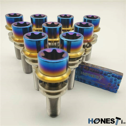 PORSCHE TITANIUM WHEEL LUG BOLTS  M14x1.5x35MM, 6AL4V AEROSPACE GRADE 5 (SET OF 20)