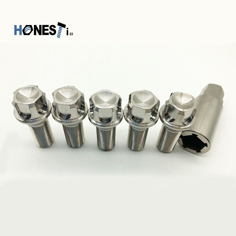 Grade 5 Titanium Locking Wheel Lug Bolt, M14 x 1.25 x 28mm, Cone Seat