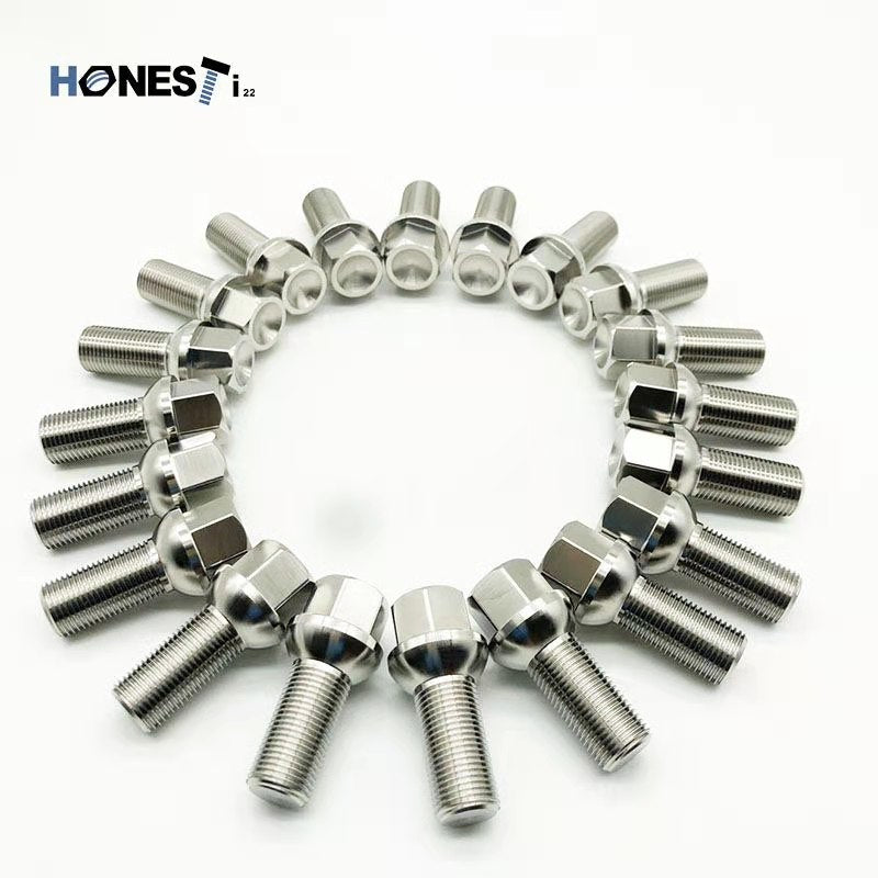 High Strength Grade 5 Ball seat R14 Titanium Wheel Lug Bolts, M14 x 1.5  x 28mm