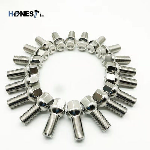 High Strength Grade 5 Ball seat R14 Titanium Wheel Lug Bolts, M14 x 1.5  x 28mm