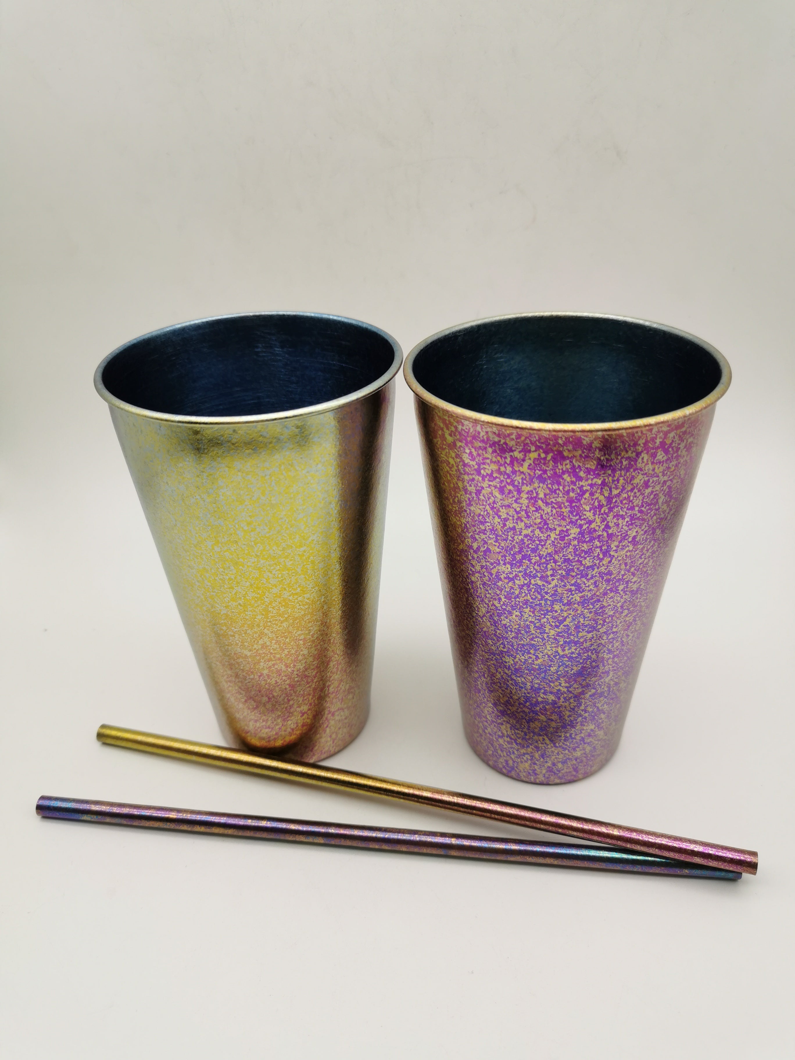 Titanium Cup with Titanium Straw, Rainbow Color