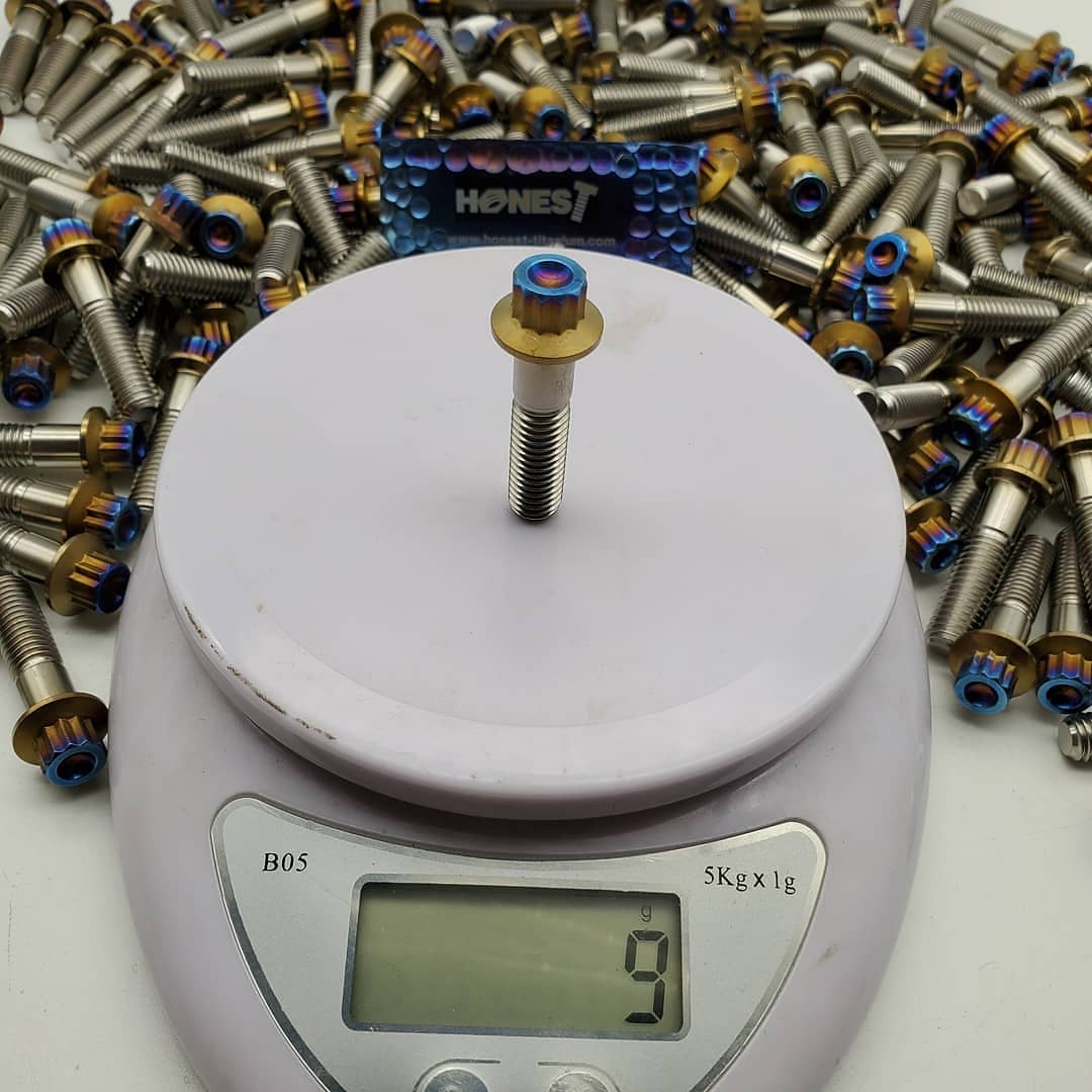 Hot forged 12-Point Titanium flange bolts M8x1.25x32mm for 3Piece Wheels Pack of 40pcs