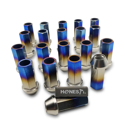 GRADE 5 Titanium Lug Nuts, M12x1.5x45mm, Cone Seat, Open End for TOYOTA, HONDA, FORD