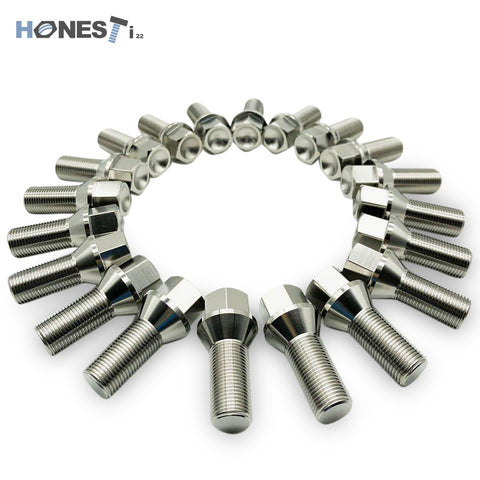 Grade 5 Titanium Wheel Lug Bolts, M14 x 1.5 (and 1.25) x 28mm, Cone Seat