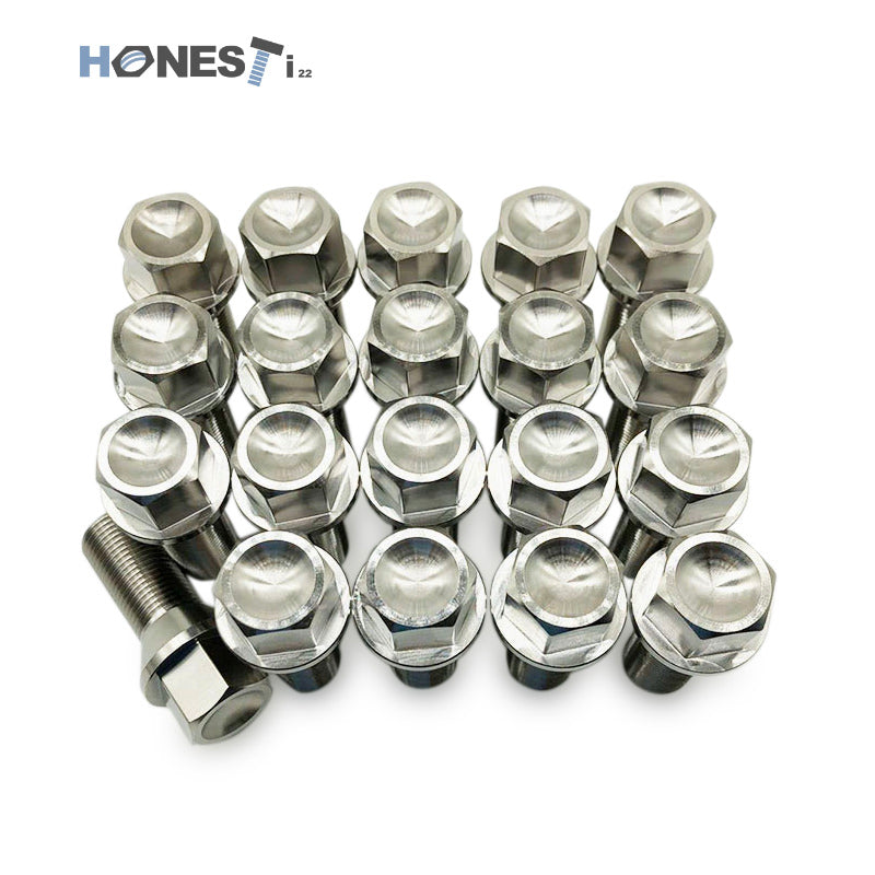 Grade 5 Titanium Wheel Lug Bolts, M14 x 1.5 (and 1.25) x 28mm, Cone Seat