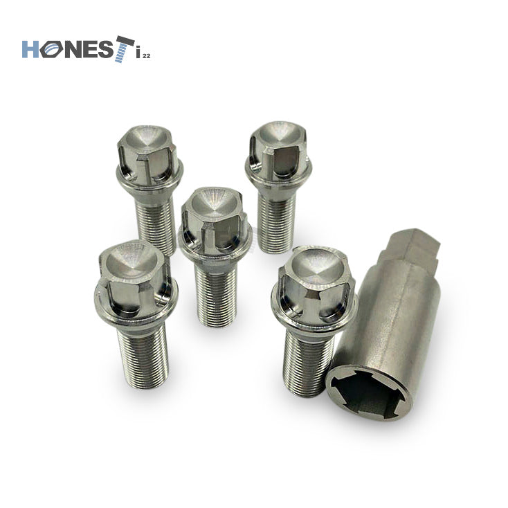 Grade 5 Titanium Locking Wheel Lug Bolts, M14 x 1.5 x 28mm, Cone seat