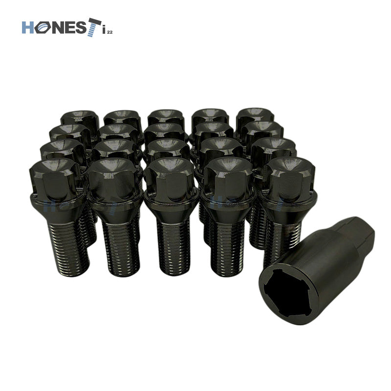 Grade 5 Titanium Locking Wheel Lug Bolts, M14 x 1.5 x 28mm, Cone seat