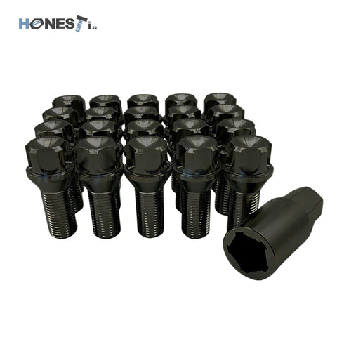 Grade 5 Titanium Locking Wheel Lug Bolts, M14 x 1.5 x 28mm, Cone seat