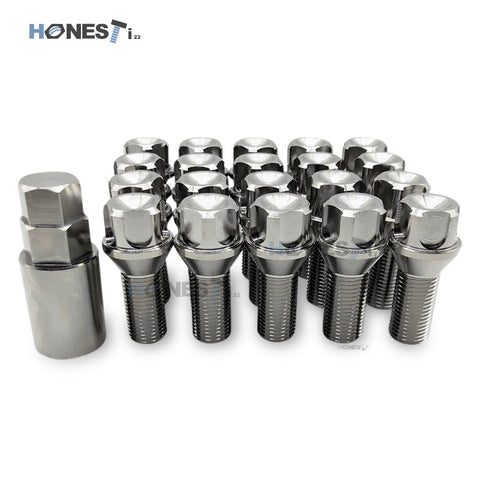 Grade 5 Titanium Locking Wheel Lug Bolts, M14 x 1.5 x 28mm, Cone seat