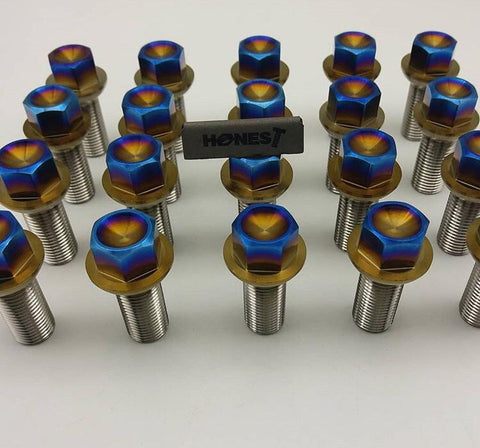 High Strength Grade 5 Ball seat R14 Titanium Wheel Lug Bolts, M14 x 1.5  x 28mm