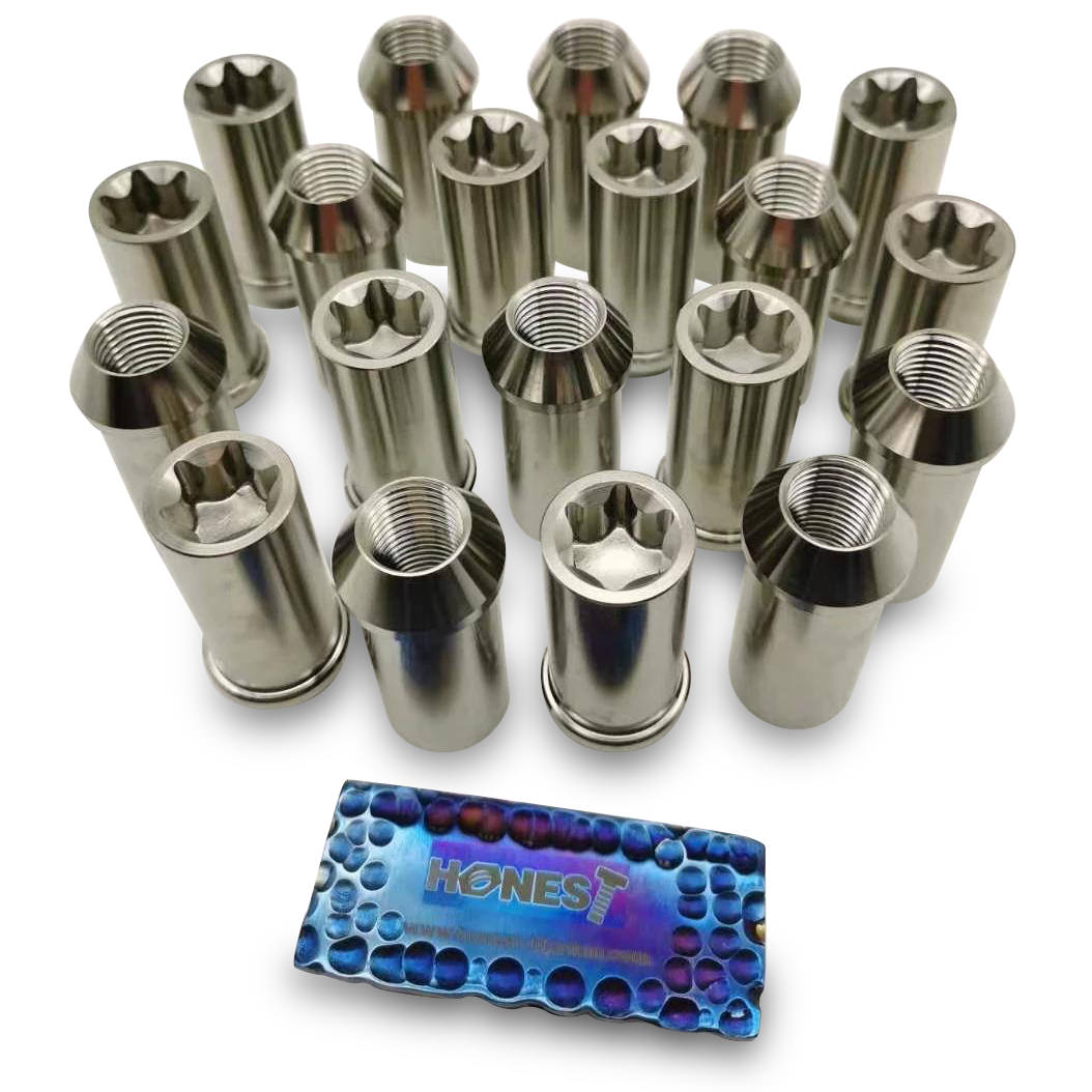 Hot Forged Gr5 Titanium Lug Nuts, M14x1.5x53mm, Cone Seat, Closed End, T-70 Torx for DODGE, LEXUS, LAND ROVER