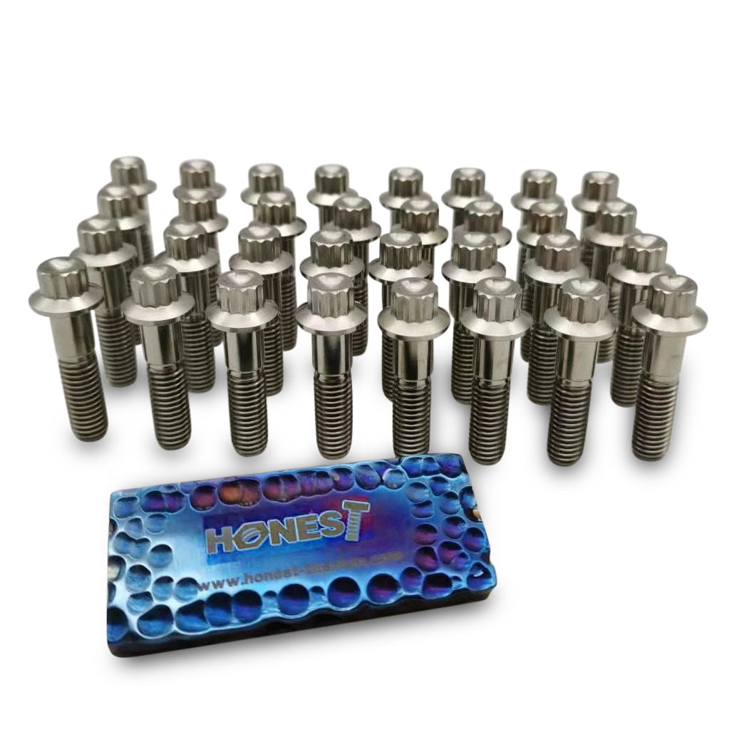 Hot forged 12-Point Titanium flange bolts M8x1.25x32mm for 3Piece Wheels Pack of 40pcs